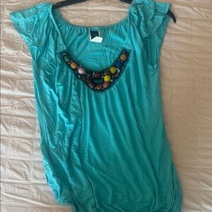 Turquoise Beaded Women's Top